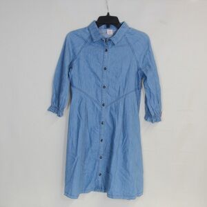 Wonder Nation Girls Light Blue Chambray Denim Long Sleeve Button Down Dress NWT